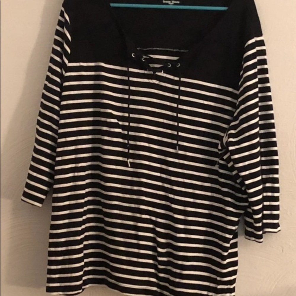 Studio Works Shirt Women’s Plus Size 3X Top 3/4 Sleeve Pull‎ Over Stripes